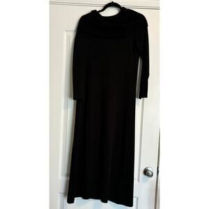 Vintage Lennie for Nina Leonard Shawl Long Sleeve Sweater Dress Black Size M